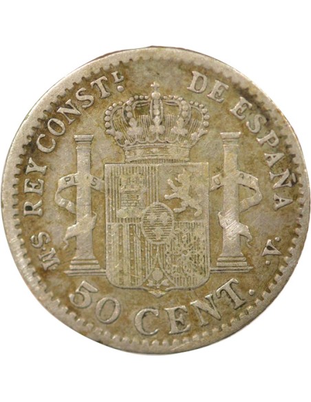 Espagne Alphonse XIII d'Espagne 4e Portrait 50 centimos Argent 1904 AI Madrid