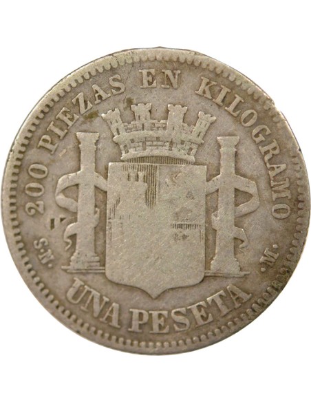 Espagne ESPAÑA 1 peseta Argent 1869 AI Madrid