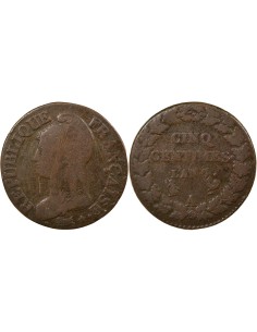 Dupré 5 centimes Bronze An 7/5 A - Paris