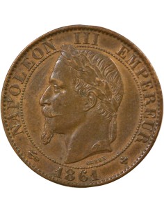 Napoléon III Tête Laurée 5 centimes Bronze 1861 BB Strasbourg 2