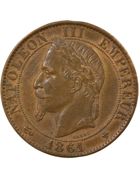Napoléon III Tête Laurée 5 centimes Bronze 1861 BB Strasbourg