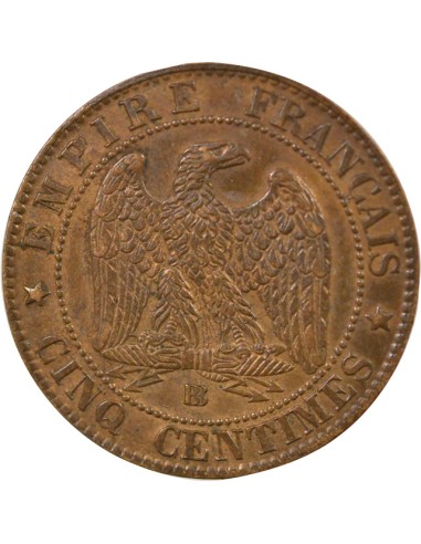 Napoléon III Tête Laurée 5 centimes Bronze 1861 BB Strasbourg