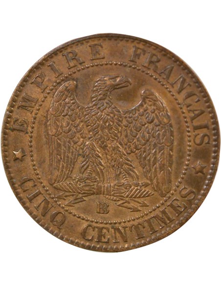 Napoléon III Tête Laurée 5 centimes Bronze 1861 BB Strasbourg
