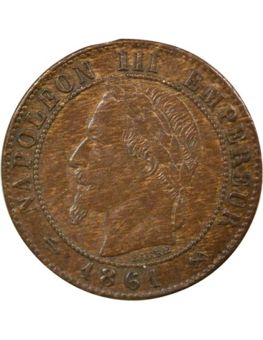 Napoléon III Tête Laurée 1 centime Bronze 1861 K Bordeaux
