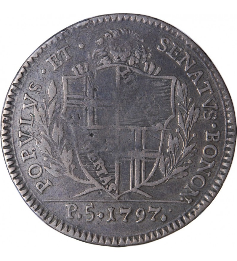 ITALIE, GOUVERNEMENT PROVISOIRE - 1/2 SCUDO 1797 BOLOGNE