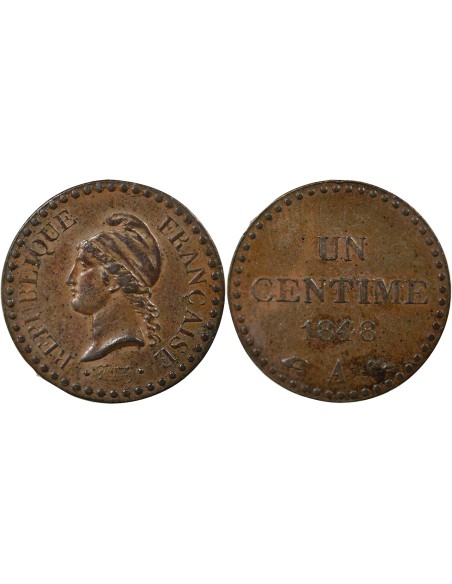 Dupré 1 centime Cuivre 1848 A - Paris