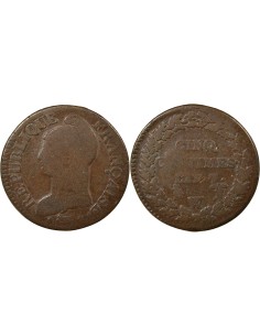 Dupré 5 centimes Bronze An 7/5 A - Paris