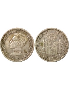 Espagne Alphonse XIII d'Espagne 4e Portrait 50 centimos Argent 1904 AI Madrid