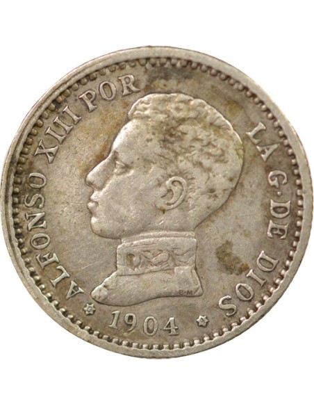 Espagne Alphonse XIII d'Espagne 4e Portrait 50 centimos Argent 1904 AI Madrid