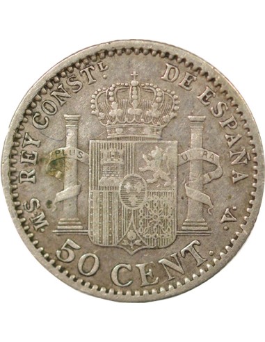 Espagne Alphonse XIII d'Espagne 4e Portrait 50 centimos Argent 1904 AI Madrid