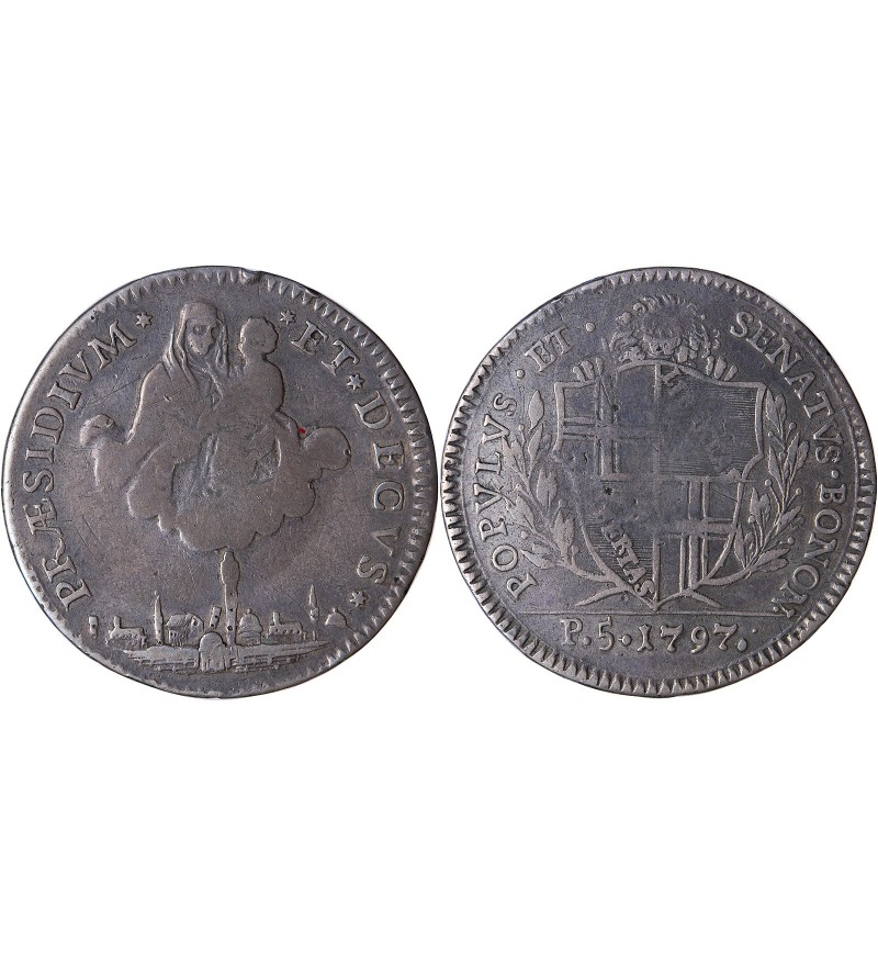 ITALIE, GOUVERNEMENT PROVISOIRE - 1/2 SCUDO 1797 BOLOGNE