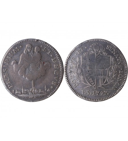 ITALIE, GOUVERNEMENT PROVISOIRE - 1/2 SCUDO 1797 BOLOGNE