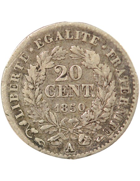 IIe République 20 centimes Argent 1850 A - Paris