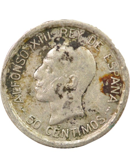 Espagne Alphonse XIII d'Espagne 6e Portrait 50 centimos Argent 1926 AI Madrid