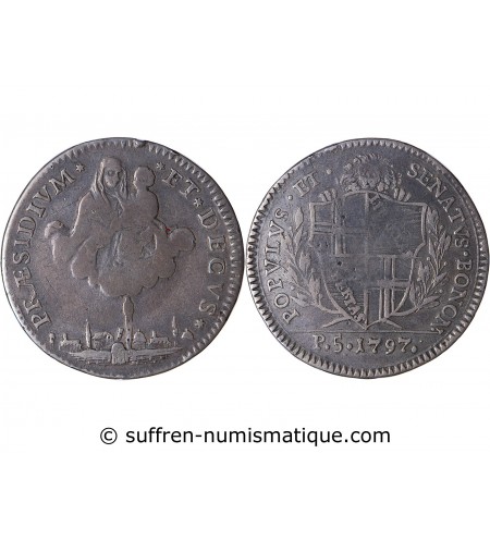 ITALIE, GOUVERNEMENT PROVISOIRE - 1/2 SCUDO 1797 BOLOGNE