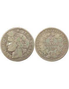 Céres - Demeter IIIe République 2 francs Argent 1871 K Bordeaux
