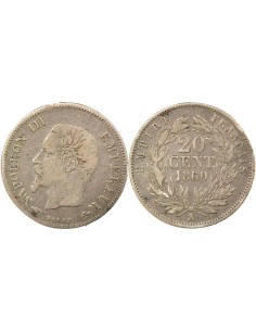 Napoléon III Tête nue 20 centimes Argent 1860 A - Paris