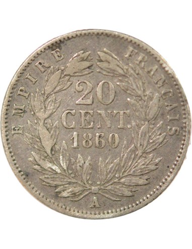 Napoléon III Tête nue 20 centimes Argent 1860 A - Paris