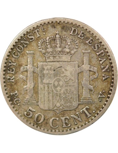 Espagne Alphonse XIII d'Espagne 4e Portrait 50 centimos Argent 1904 AI Madrid