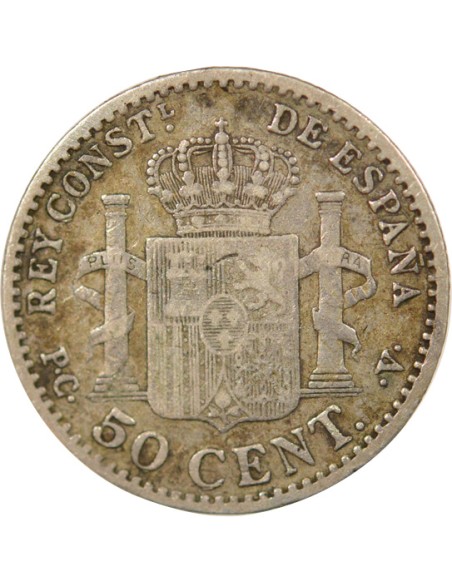 Espagne Alphonse XIII d'Espagne 4e Portrait 50 centimos Argent 1904 AI Madrid