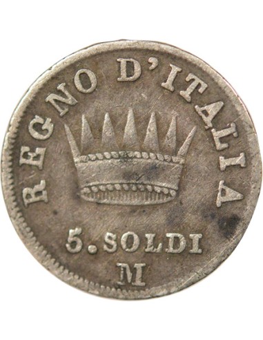 Roi d'Italie 5 soldi Argent 1810 M Milan