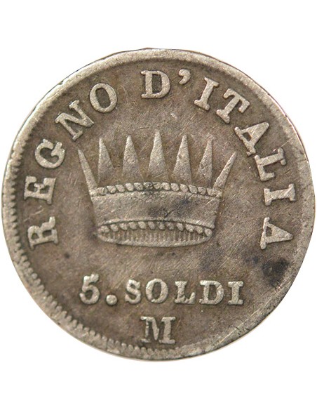 Roi d'Italie 5 soldi Argent 1810 M Milan