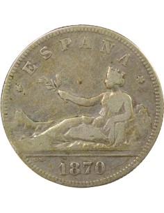 Espagne 2 pesetas Argent 1870 AI Madrid 2