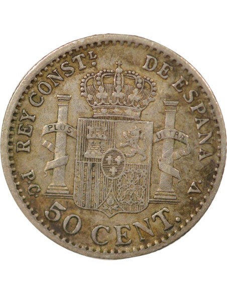 Espagne Alphonse XIII d'Espagne 50 centimos Argent 1910 AI Madrid