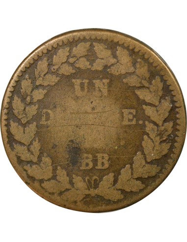 Louis XVIII 1 décime Bronze 1815 BB Strasbourg