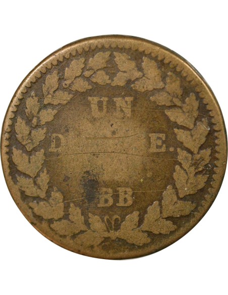 Louis XVIII 1 décime Bronze 1815 BB Strasbourg