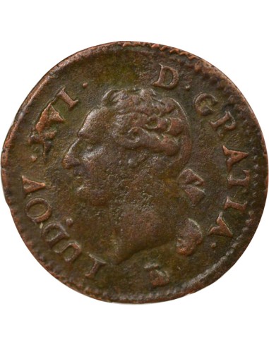 Louis XVI A l'Ecu 1 liard Cuivre 1791 T Nantes