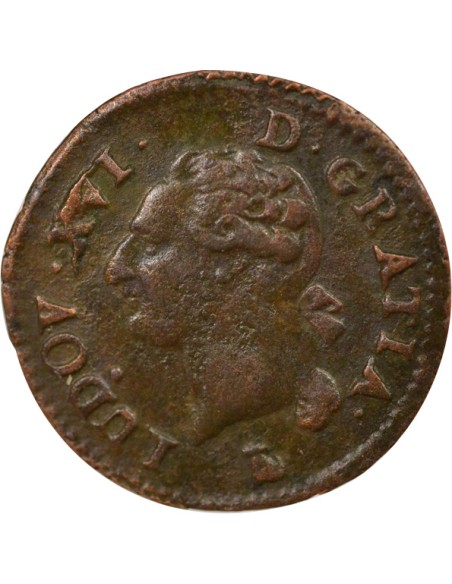 Louis XVI A l'Ecu 1 liard Cuivre 1791 T Nantes