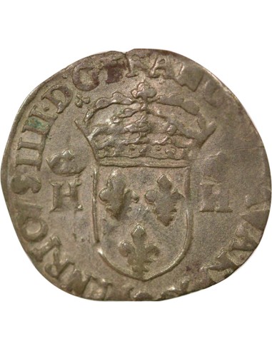 Roi de Navarre et de France Aux Deux H Couronnés 1 douzain Billon 1593 Clermont-Ferrand
