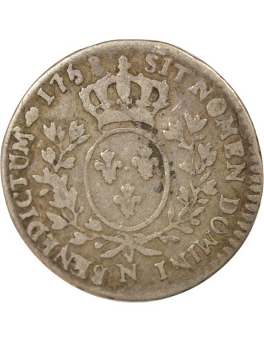 Louis XV Au Bandeau 1/10 écu Argent 1758 N Montpellier