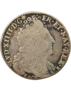 Louis XIV Aux Insignes 20 sols Argent 1708 K Bordeaux 2