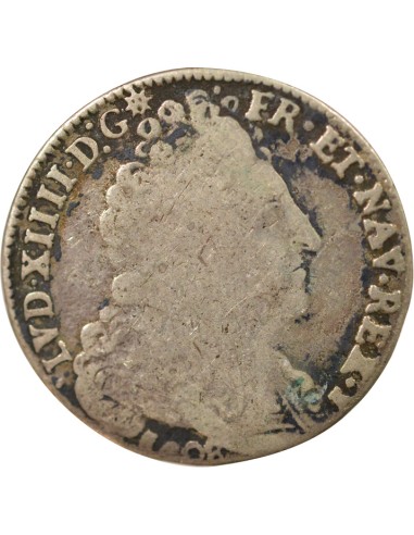 Louis XIV Aux Insignes 20 sols Argent 1708 K Bordeaux