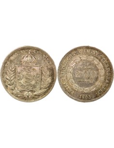 Brésil Pedro II 200 reis Argent 1863 R Rio de Janeiro