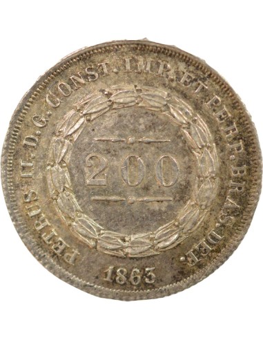 Brésil Pedro II 200 reis Argent 1863 R Rio de Janeiro