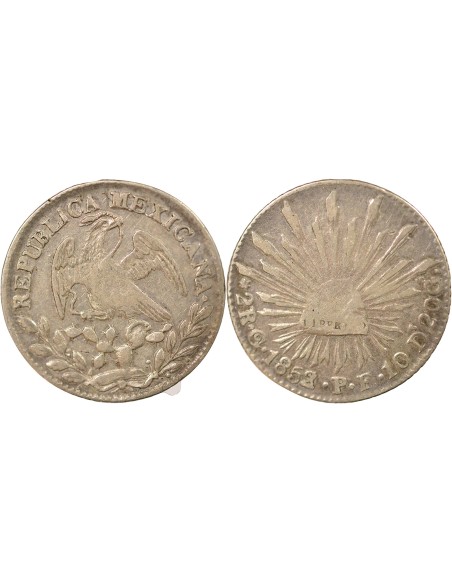 Mexique 2 reales Argent 1852/1 Go Guanajuato