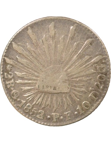 Mexique 2 reales Argent 1852/1 Go Guanajuato