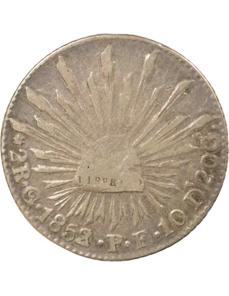 Mexique 2 reales Argent 1852/1 Go Guanajuato