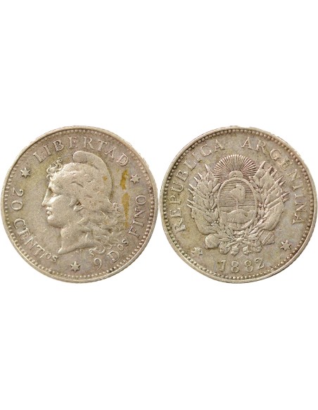 Argentine 20 centavos Argent 1882