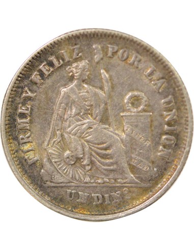 Pérou 1 dinero Argent 1866 BF Lima