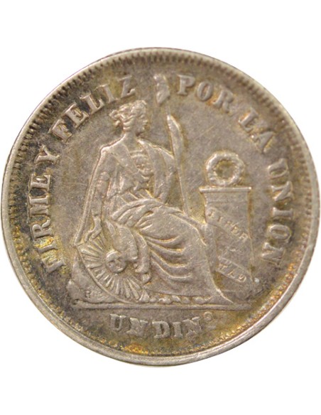 Pérou 1 dinero Argent 1866 BF Lima