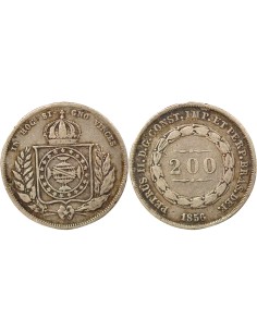 Brésil Pedro II 200 reis Argent 1856 R Rio de Janeiro