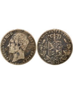 Belgique Léopold Ier Tête nue 20 centimes Argent 1853 B. Bruxelles