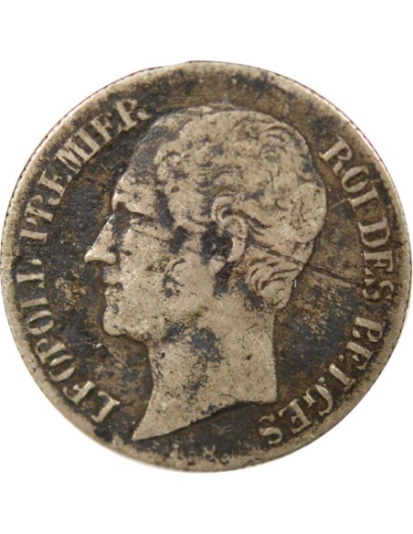 Belgique Léopold Ier Tête nue 20 centimes Argent 1853 B. Bruxelles