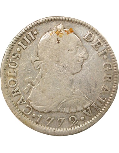 Mexique Charles III d'Espagne 2 reales Argent 1772 Mo Mexico City
