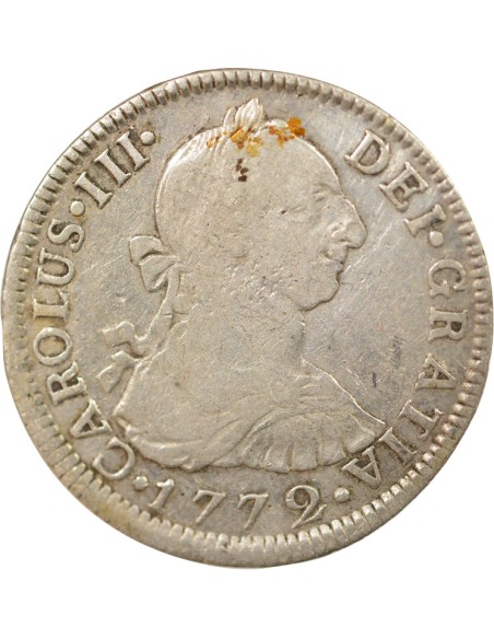 Mexique Charles III d'Espagne 2 reales Argent 1772 Mo Mexico City