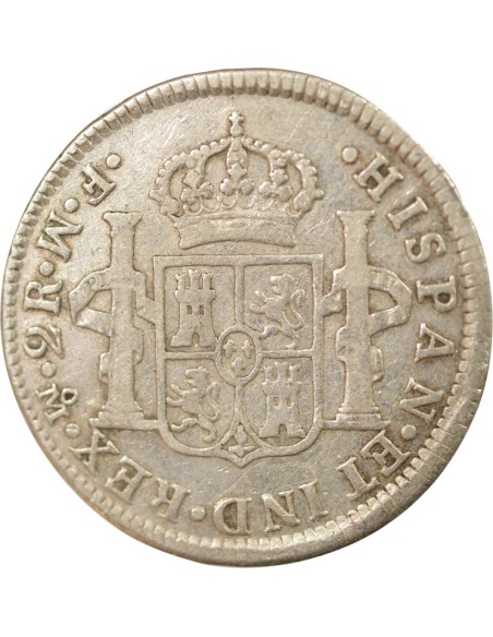 Mexique Charles III d'Espagne 2 reales Argent 1772 Mo Mexico City